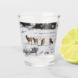 Elk in snow shot glass ショットグラス