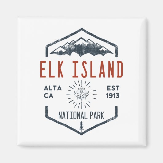 Elk Island National Park Canada Vintage Distressed マグネット (正面)