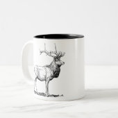 Elk Moose Deer Head Animal Hunting Antlers ツートーンマグカップ (正面左)