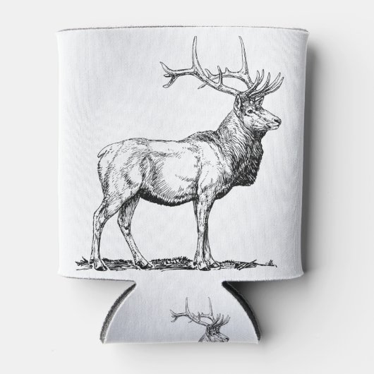 Elk Moose Deer Head Animal Hunting Antlers 缶クーラー (正面)