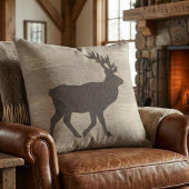 Elk Silhouette Reversible Throw Pillow クッション