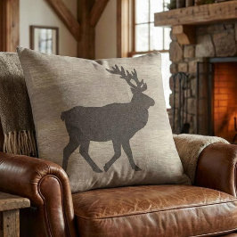Elk Silhouette Reversible Throw Pillow クッション