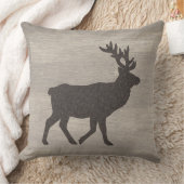 Elk Silhouette Reversible Throw Pillow クッション (ブランケット)