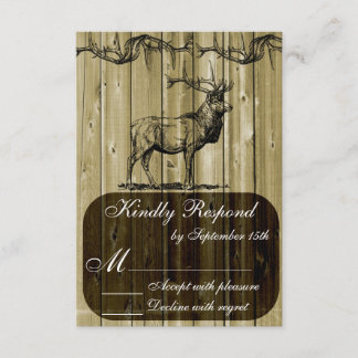 Elk Wildifers狩り結婚RSVPカード 出欠カード