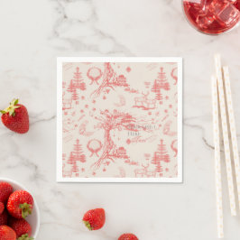 Elk Woods Toileフランスの in Red with Personalization スタンダードカクテルナプキン
