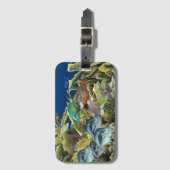 Elkhornの珊瑚のTシャツ上の礁の魚 ラゲッジタグ (正面縦)