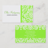 Ellaのライムのダマスク織のシックな名刺 名刺 (正面/裏面)