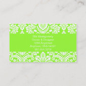 Ellaのライムのダマスク織のシックな名刺 名刺 (裏面)