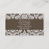 Ellaブラウンのダマスク織のシックな名刺 名刺 (裏面)