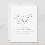 ELLAミニマルエレガントリストスクリプト写真の日付の保存 招待状 (正面)