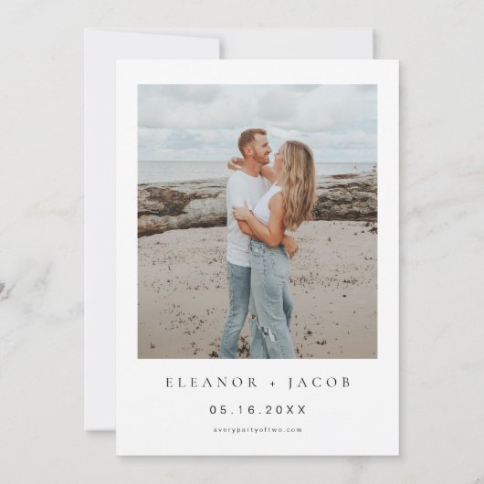 ELLAミニマルエレガントリストスクリプト写真の日付の保存 招待状 (裏面)