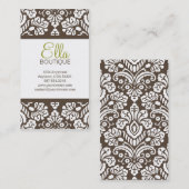 Ella #5ブラウンのダマスク織のシックな名刺 名刺 (正面/裏面)