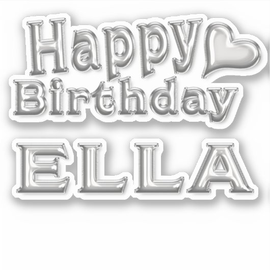 Ella Happy Birthday silver Aufkleber Sticker シール (正面)