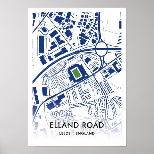 Elland Road Stadiumマップ – Home of Leeds 統一された FC ポスター (正面)