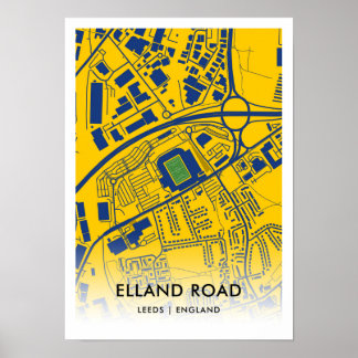 Elland Road Stadium Map, Home of Leeds 統一された FC ポスター