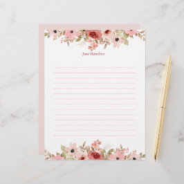 ELLEピンクの花が並エレガントぶ レターヘッド