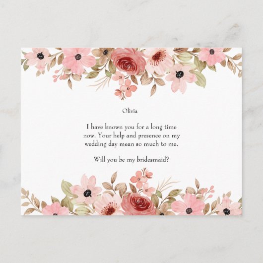 ELLEピンクの花嫁エレガントメイドカード ポストカード (裏面)