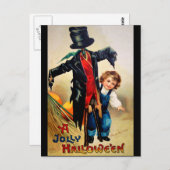 Ellen H. Clapsaddle:かかしと一緒の男の子 ポストカード (正面/裏面)