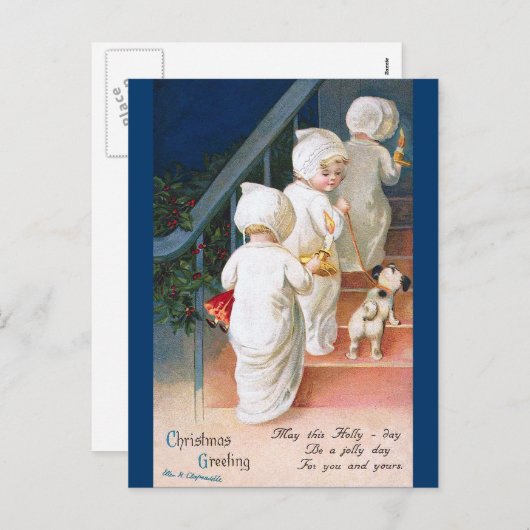 Ellen H. Clapsaddle：クリスマスの幼児の女の子 シーズンポストカード (正面/裏面)