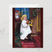 Ellen H. Clapsaddle:サンタが窓から覗き込む シーズンポストカード (正面/裏面)