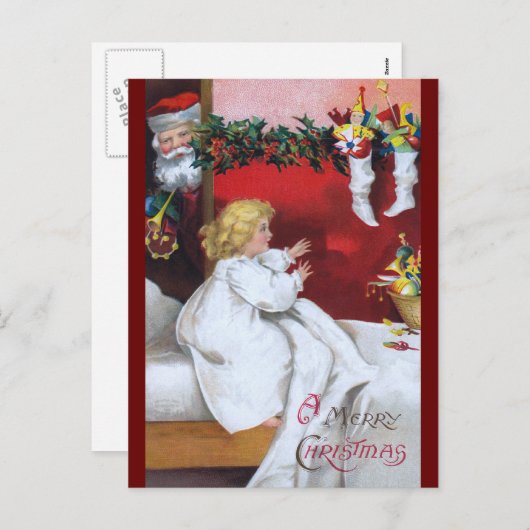 Ellen H. Clapsaddle：サンタを見る シーズンポストカード (正面/裏面)