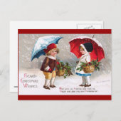 Ellen H. Clapsaddle – 傘を持つ2人の子供 シーズンポストカード (正面/裏面)