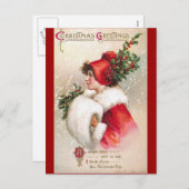 Ellen H. Clapsaddle – 赤のクリスマスウーマン シーズンポストカード (正面/裏面)