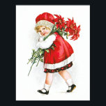 Ellen H. Clapsaddle: Girl with Christmas Flowers ポスター<br><div class="desc">Decorate your wall with a beautiful vintage Christmas poster featuring a young girl with poinsettias,  painted by the American illustrator/commercial artist Ellen Hattie Clapsaddle.</div>