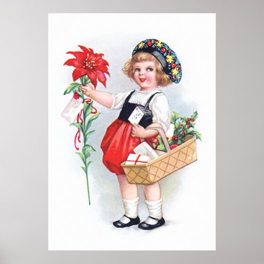 Ellen H. Clapsaddle: Girl with Poinsettia ポスター (正面)