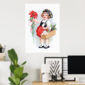 Ellen H. Clapsaddle: Girl with Poinsettia ポスター (ホームオフィス)