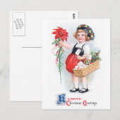 Ellen H. Clapsaddle: Girl with Poinsettia ポストカード (正面/裏面)