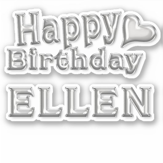 Ellen Happy Birthday silver Aufkleber Sticker シール (正面)