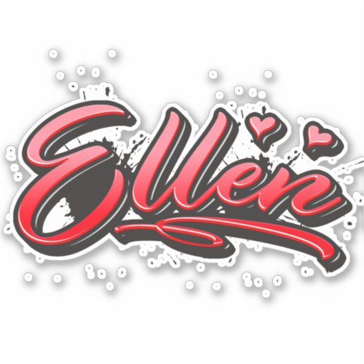 Ellen red Heart Graffiti Aufkleber Sticker シール (正面)