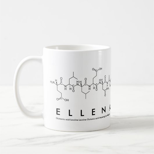 Ellenaペプチド名mug コーヒーマグカップ (左)