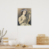 Ellenrieder – ハープ付きの花の女の子 ポスター (キッチン)