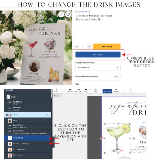 Ellesmereペットミニマルの写真のシグネチャードリンクサイン フォトプラーク