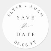 Ellesmereミニマモダンリストウェディング日付を保存 ラウンドシール (正面)