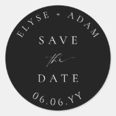 Ellesmereミニマモダンリストウェディング日付を保存 ラウンドシール (正面)