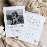 Ellesmereミニマモダンリスト写真の日付を保存 ポストカード<br><div class="desc">Ellesmere Weddingは日付カードを保存しモダンて、白い背景に手書きのスクリプトフォントを持つミニマルなデザインをクリーンでシンプルの外観。スクリプトの見出しは編集できないイメージである。他のすべての文字は完全に編集可能。このデザインの高度なカスタマイズを行うには、上の「カスタマイズIt」ボタンを選択する。</div>