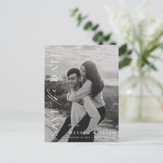 Ellesmereミニマモダンリスト写真の日付を保存 ポストカード (スタンド正面)