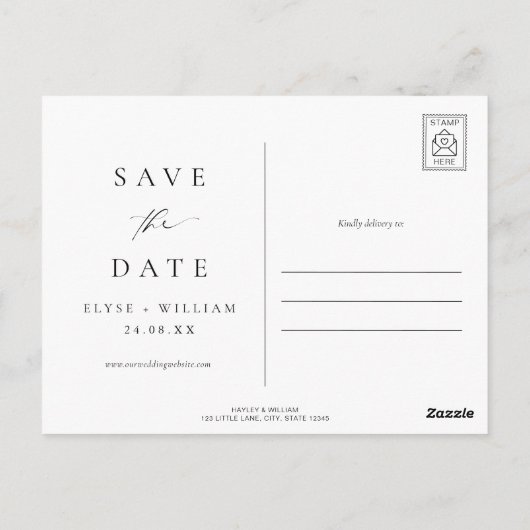 Ellesmereミニマモダンリスト写真の日付を保存 ポストカード (裏面)