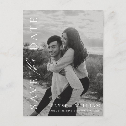 Ellesmereミニマモダンリスト写真の日付を保存 ポストカード (正面)