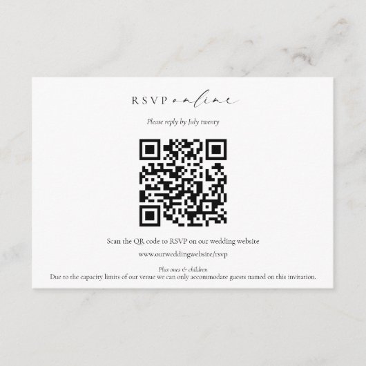 EllesmereミニマリストRSVP QRコード エンクロージャーカード (正面)