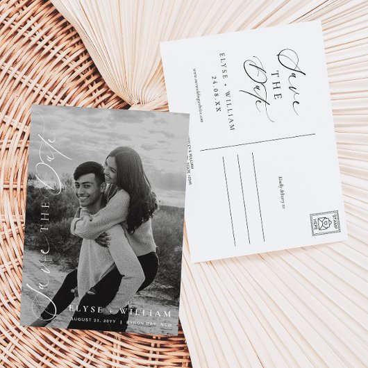 Ellesmereミニマル写真日付はがきを保存 招待状