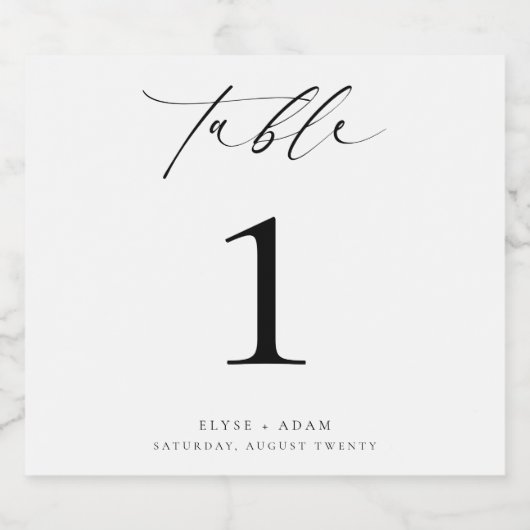 Ellesmereミニマル結婚リストのテーブル番号 スパークリングワインラベル (シングルラベル)