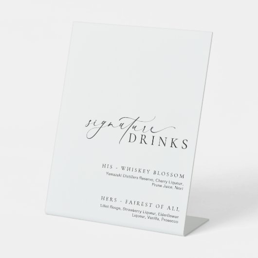 Ellesmere モダンミニマル Signature Drinks 台座サイン (正面)