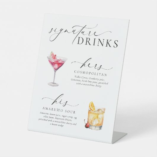 Ellesmere モダンミニマル Signature Drinks Sign 台座サイン