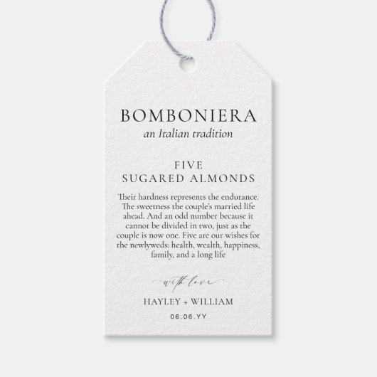 Ellesmere An伝統イタリアン5 Sugared Almonds ギフトタグ (正面)