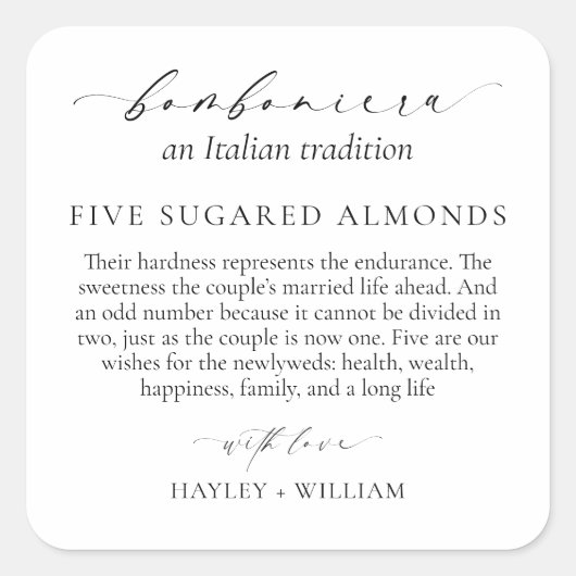 Ellesmere An伝統イタリアン5 Sugared Almonds スクエアシール (正面)