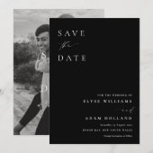 Ellesmere Black Minimalist Wedding Save The Date 招待状 (正面/裏面)